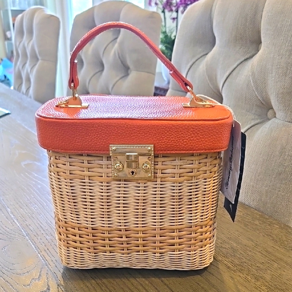 Orange Wicker Handbag